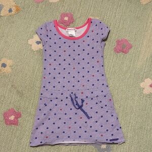 American Girl Purple Polka Dot Casual Dress with Pink Trim